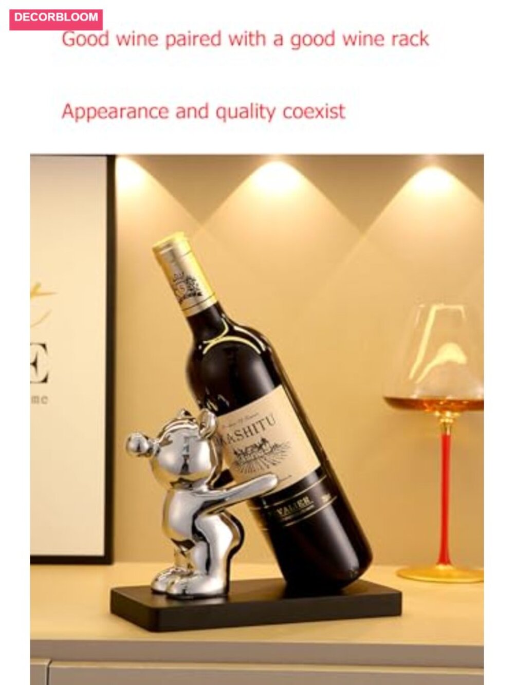 Wine Rack Single Bottle Holder Stand Resin Figurine Living Room Home Decor - Picture 3 of 6